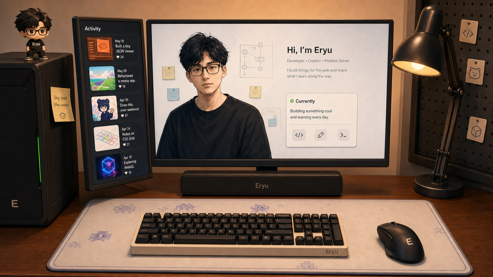AI玩尔玉三维电脑桌面构图预览